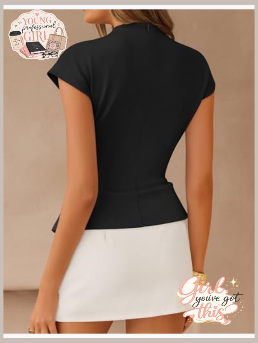 Mock Neck Cap Sleeve Blouse Business Casual Tunic Work Top - Picture 5 of 7